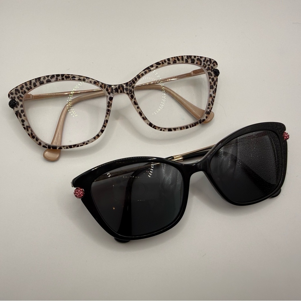 Betsy Johnson Leopard Print and Black Sunglasses Set